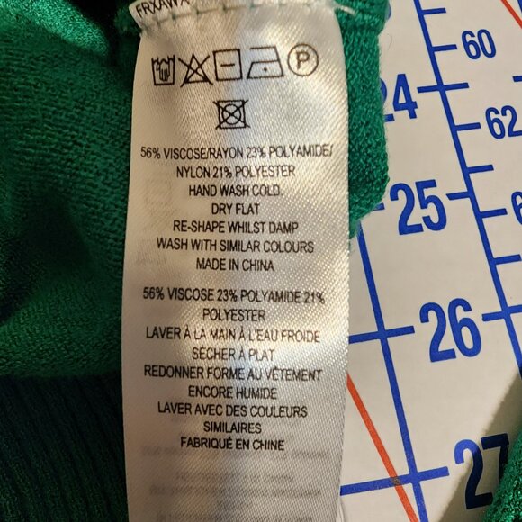 French Connection Crewneck Cardigan Sweater Small hole NWT Green Large - Picture 8 of 11